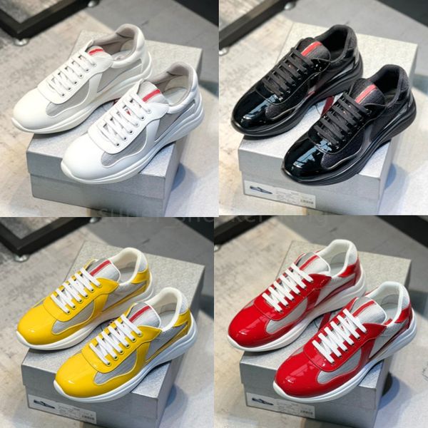 

2023 designer shoes men runner trainers america cup xl leather sneakers leather flat trainers black white red mesh lace-up casual shoes with