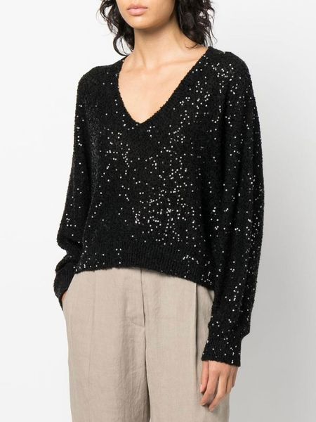 

two piece skirt linen cashmere silk sequin decorative sweater set, White
