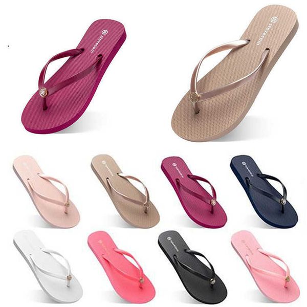 

womens fashion slippers beach shoes flip flops genre14 green yellow orange navy bule white pink brown summer sport sneaker 35-38, Black
