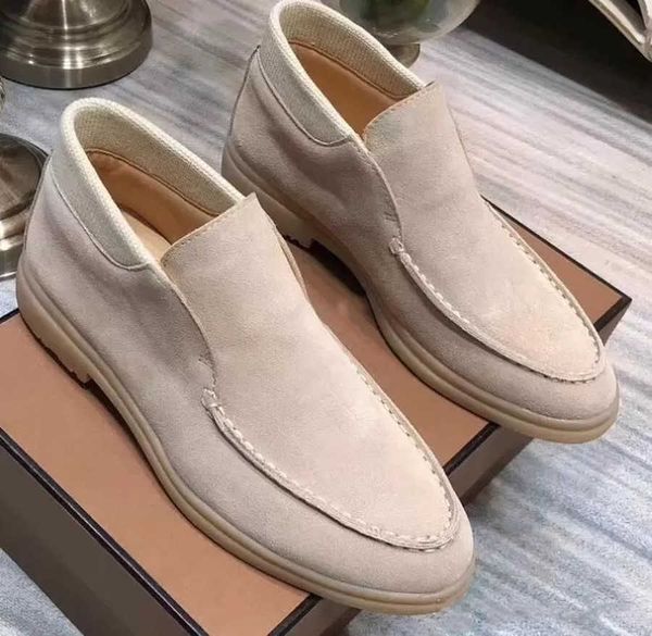 

loro piana shoes loro piana casual mens suede nubuck lock walk genuine leather luxury lp men sneakers designer flats slip-on dress shoe boot, Black