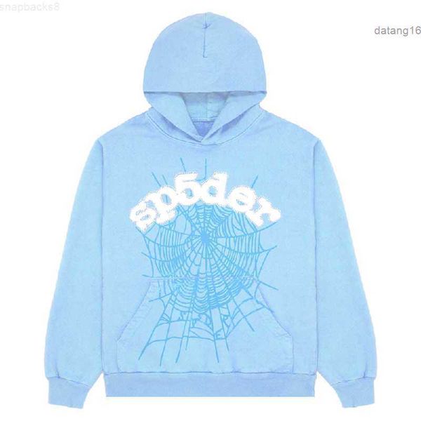 

men's hoodies sweatshirts 2023 sky blue sp5der men women 1 hip hop young thug spider world wide 555555 print pullover g230328 moi8, Black