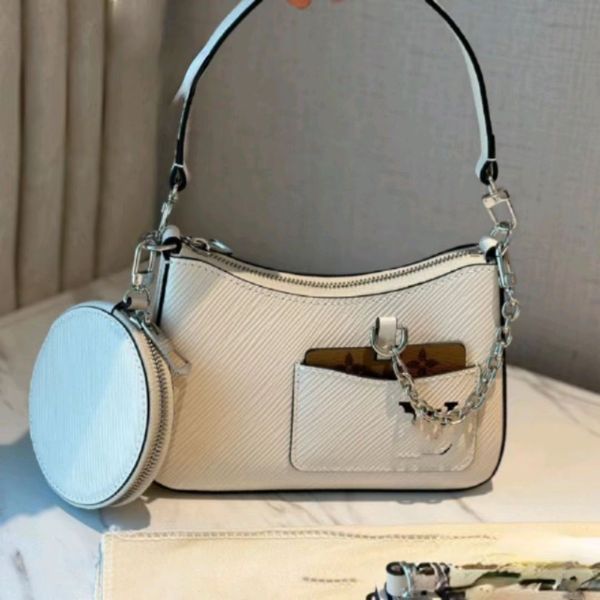 

2023 new marelle fashion elegant one-shoulder diagonal handbag multi-functional water ripple pure cowhide underarm ladies bag fashion bag mobile phone bag money bag