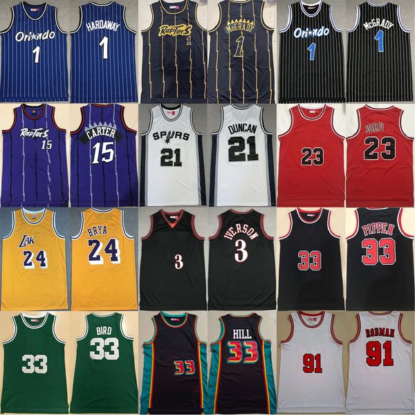 

mitchell and ness retro jersey basketball bryant allen iverson larry 33 bird anthony arter mcgrady hardaway bibby williams rodman thomas you, Black;red