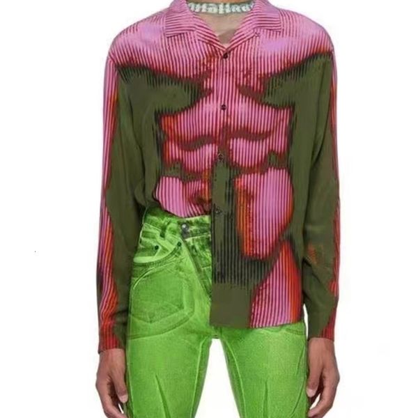 

men s casual shirts luxe 2023 spring summer men s niche design red green gradient human body printed shirt art trend modis 230705, White;black