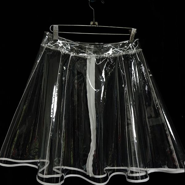 

skirts autumn womens transparent crystal glue large a line pvc skirt plastic trumpet clothes female plus size costume 230705, Black