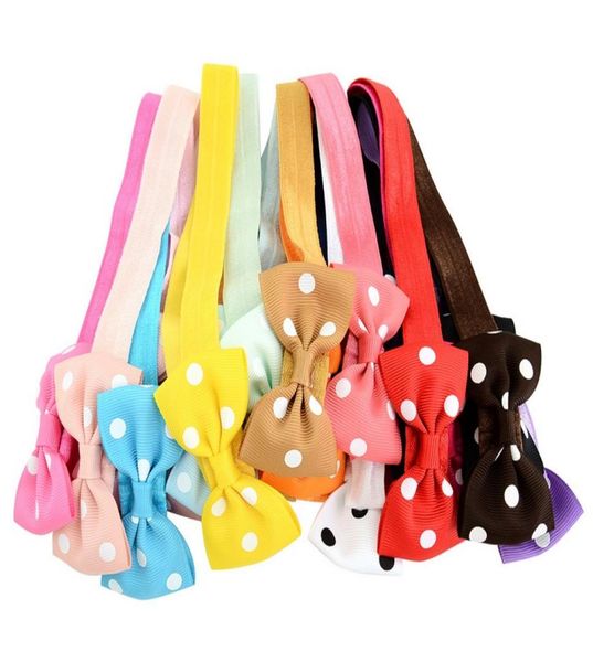

275 inch mix colors baby glirs elastic headbands polka dot grosgrain dovetail ribbon bowknot children hair accessories a1555249546, Slivery;white