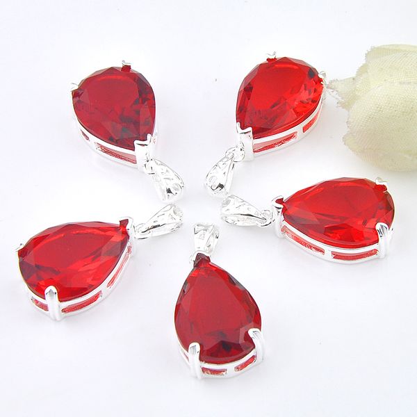 

mix 5 pieces pendants luckyshine shine teardrop cut purple watermelone tourmaline gemstone 925 silver pendant necklaces