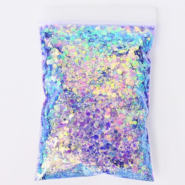 

nail glitter 50gbag holographic mixed hexagon shape chunky nail glitter sequins sparkly flakes slices manicure bodyeyeface glitter tcf2335 2, Silver;gold