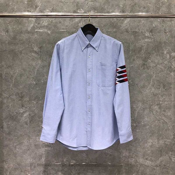 

tb thom shirts men's long sleeve oxford plaid striped casual shirt striped fashion brand design regular-fit work shirts, White;black