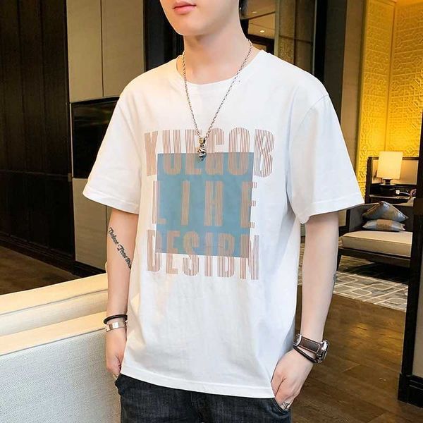

2023 summer special offer men's cotton short sleeve t-shirt korean version loose large underlay, White;black