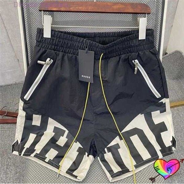 

black rhude mesh shorts men women 1 quality pill zip pockets slightly oversize premium nylon flight breeches 8rgm hj01, White;black