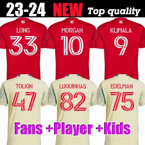 

new york 2023 2024 red soccer jerseys burke luquinhas vanzeir amaya nealis tolkin morgan bulls 23 24 mls football men kids shirt player fans, Black;yellow
