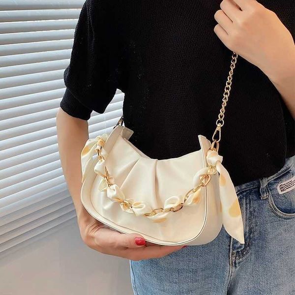 

chain super fire small bag women's summer new trendy underarm bag pleated crossbody bag