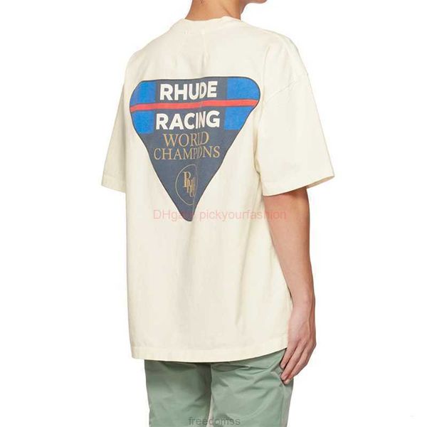 

designer fashion clothing tees tshirt trendy rhude american summer sailing vintage versatile loose fit vtg round neck couple short sleeve co, White;black