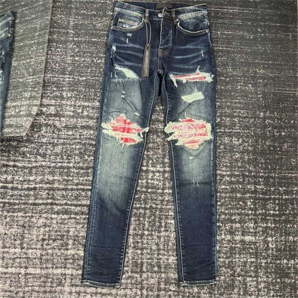 

mens jeans casual slim men designers jean stretch pants destroy the quilt ripped straight knee yellow leather retro hip hop street pant quk4, Black