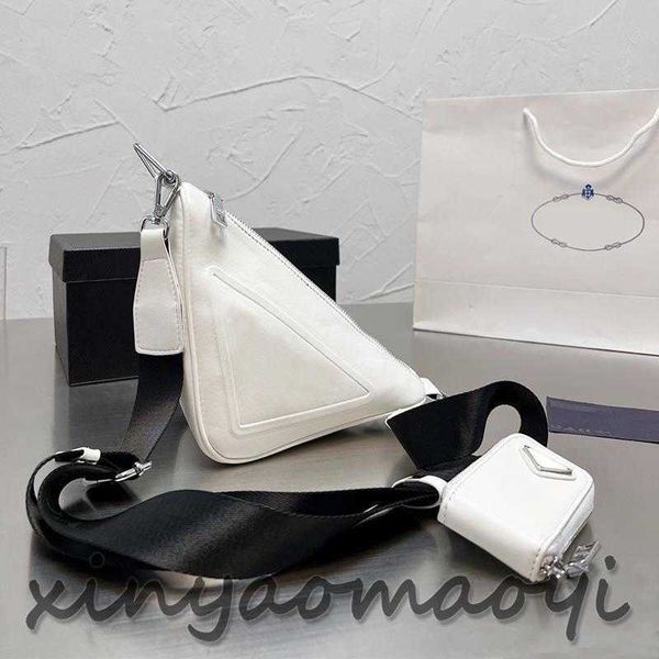 

designer shoulder bag leather triangle solid color purse style 2-in-1 fashion courier bag soft leather crossbody bag v103491 white