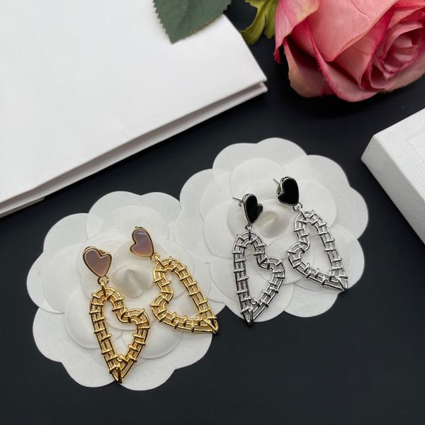 

gold plated luxury brand designers double letters stud long eardrop knit geometric classic women earring wedding party jewerllry, Silver