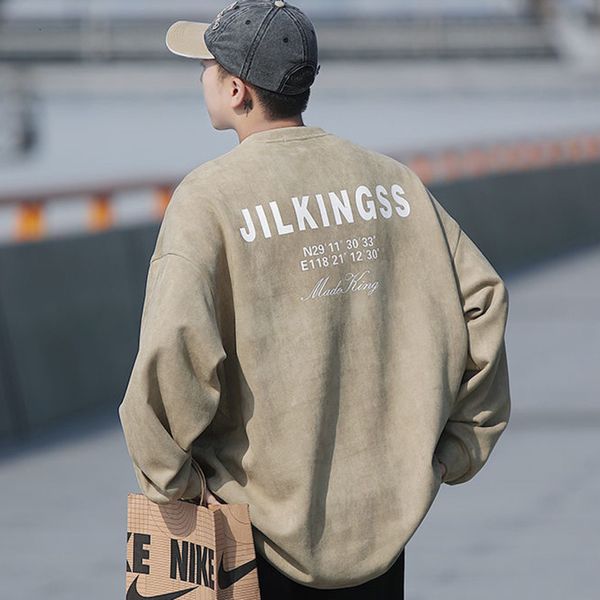 

mens hoodies sweatshirts suede round neck men letter printed fashion designer brand male hip hop autumn jumper 230706, Black