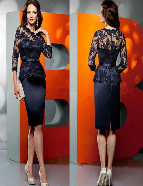 

short knee length navy blue plus size mother of the bride groom dresses with sequins mother prom evening dress vestido de madrinha7396236, Black;red