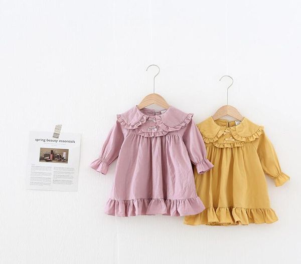 

baby kids clothing spring fall long sleeve pet pan collar elegant girl clothing dress6335377, Red;yellow
