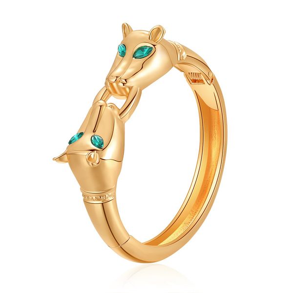 

animal personalized bangle openable bracelet green eye - women high polished jewelry, Black