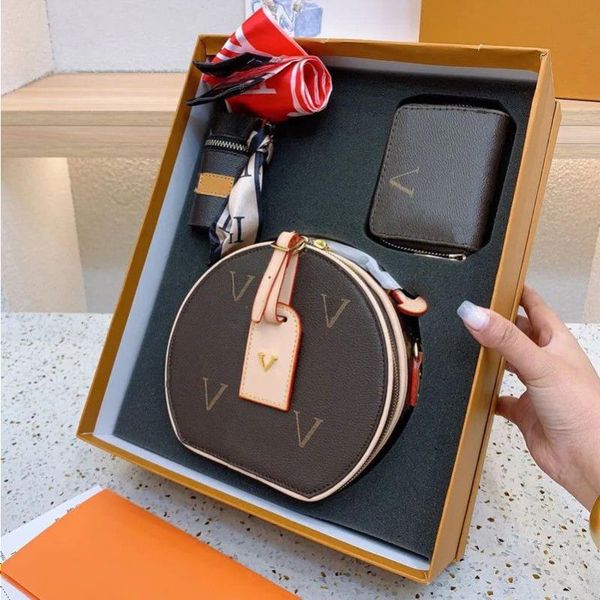 

bag lady cross body chain purse totes straps fashion baguette shoulder bag brown flower and box genuine leather monograms fashion 3pc wallet