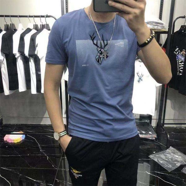 

2023 short sleeve t-shirt men's half shirt fashion trend men, White;black