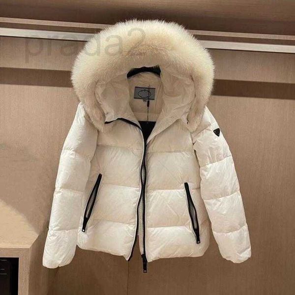 

women's down & parkas designer women lady girl jacket woman luxury brand white duck downs fox fur collar fluffy warm belted casual s7ev, Black
