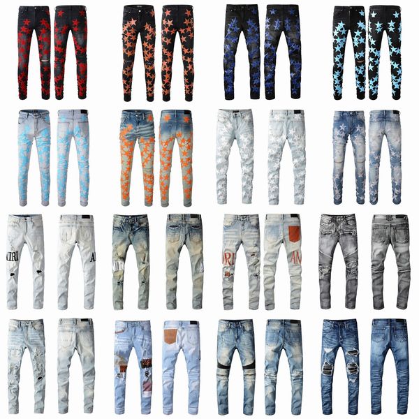 

jeans purple jeans designer jeans for mens stacked jeans men baggy denim tears european jean hombre mens pants trousers biker426, Blue