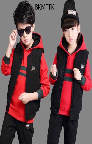 

2017 children039s fashion 100 cotton plus velvet suit autumn and winter models threepiece j1905136037407, White