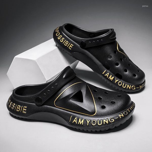 

slippers men's shoes fashion casual beach water men sandals soft black non-slip