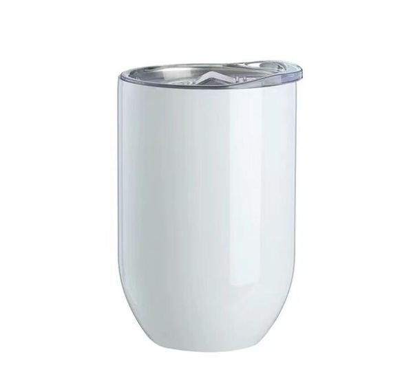 

ups 12oz straight sublimation glasses tumbler blank white stainless steel egg cup stemless glass tumblers with slid lid heat transfer printi