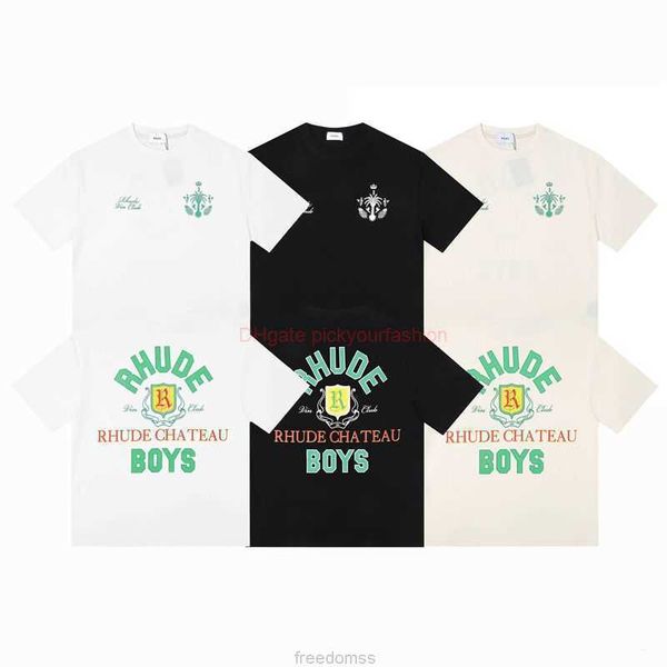 

designer fashion clothing tees tshirt rhude summer letter printing couple loose cotton high street brand short sleeve streetwear top, White;black