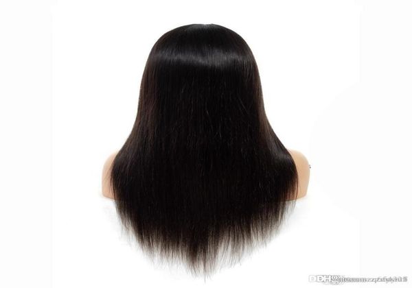 

180 density lace front human hair wigs brazilian straight human hair wigs pre plucked 44 lace closure wig for women remy hair4060133, Black