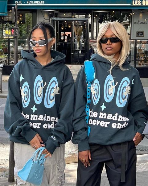 

women's hoodies sweatshirts sweatshirts y2k american retro explosive spring and autumn style foam couple outfit student skateboard casu, Black