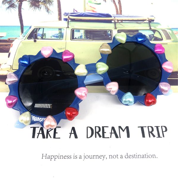 

sunglasses zaolihu small round baby handmade rainbow heart pearl eyeglasses 412 years kids sun glasses summer shades gafas de s 230705, Blue