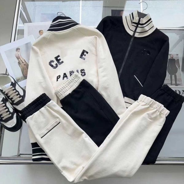 

outdoor sports set womens baseball uniform suit designer tracksuits cotton cardigan jacket loose trousers two-piece embroidered letters spor, Gray