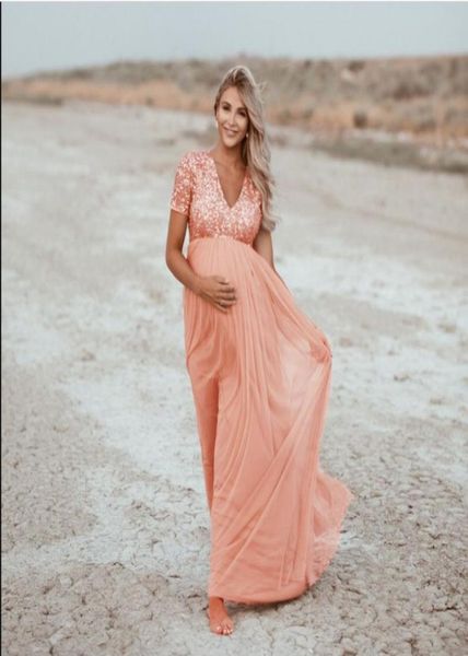 

57 pregnancy clothes short sleeve women pregnants maternity pography props sequined solid dress vestido boho embarazo4721990, White