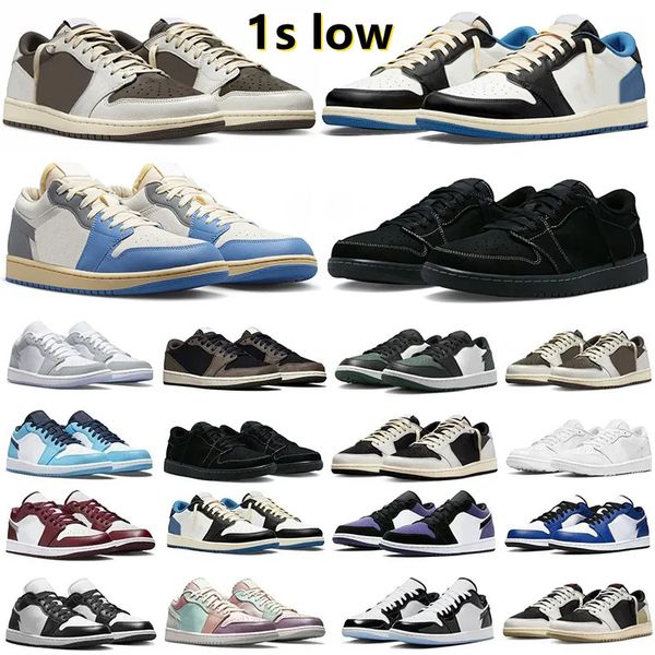 

1s 1 low cut mens basketball shoes sneakers concord olive black cement phantom sail mocha light smoke wolf grey unc panda lucky green men wo