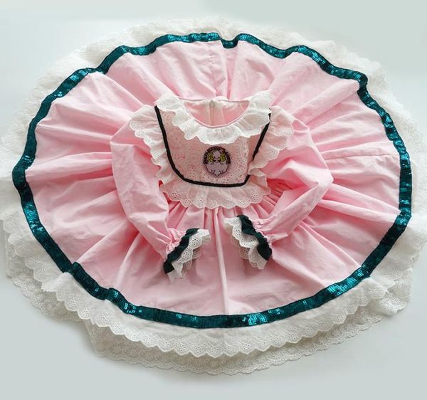 

baby girl pink lace turkey vintage dresses children lolita princess ball gown for girls birthday party dress f12172848147, Red;yellow