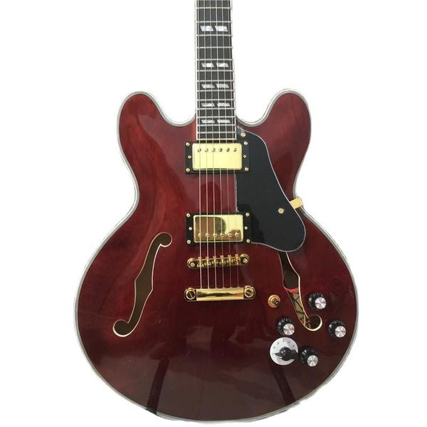 

custom semi-hollow body electric guitar transparent red rosewood fingerboard