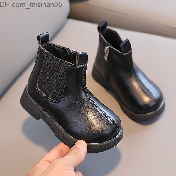 

boots baby winter shoes baby chelsea fashion boots girls' warm boots fur plush boys leather short ankle boots first step boots z230710, Black;grey