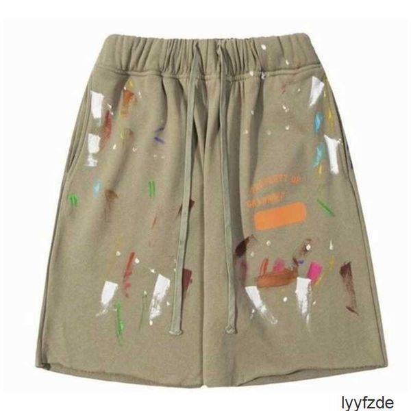 

men's shorts american fashion brand galleryes depts hand-painted splash printing pure cotton terry mens womens fog high street 5-point, White;black
