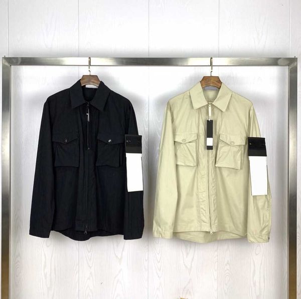 

2023 designer stone pocket jackets island fashion jacket long sleeve zipper badges men casual coat windbreaker embrodiery mens shirts tidal, Black;brown