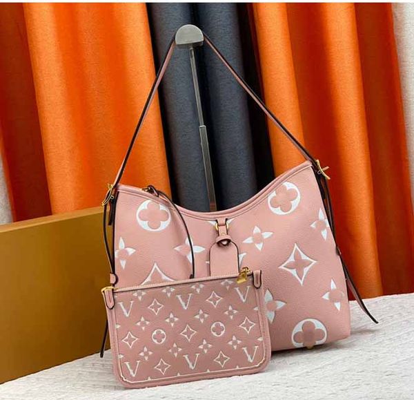 

designer carryall bags women handle large capacity bags with zipped pouch 2 sets shoulder totes large capacity embossed leather handbags m46