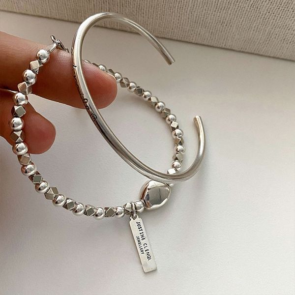 

bracelets beaded crushed silver bracelet new ins niche design smiley silver bracelet 106, Black