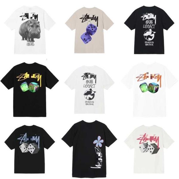 

23new mens shirts stussys tees tshirts dice printed designer ice cream t-shirt summer fashion breathable short sleeve casual algn, White;black