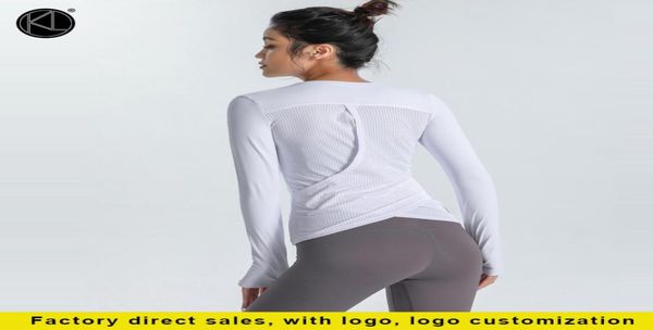 

yoga women new sports running exercise training tshirts slim fitted long sleeve fitness clothes girl fashion white pink blac1210927