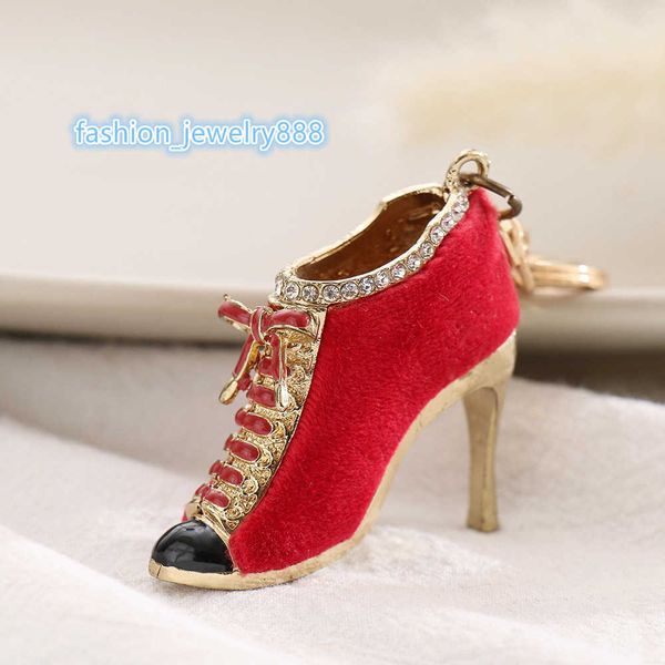 

key chain taped flannelette shoes key pendant diamond high heels metal key chain small gift, Slivery;golden