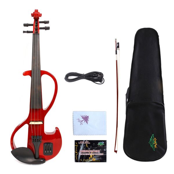 

yinfente 4/4 electric silent violin mp3 input case bow nice tone #ev6
